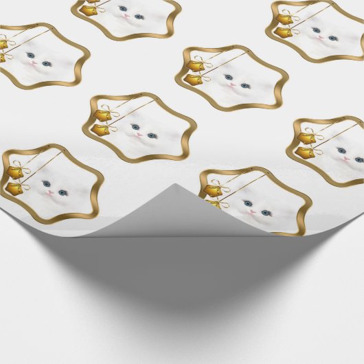 Witte perzische katkerst cadeaupapier (Hoek)