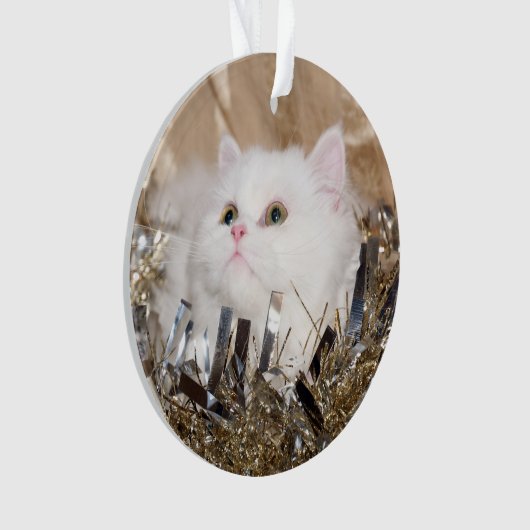 Witte Perzische kattekerst Ornament (voorkant)
