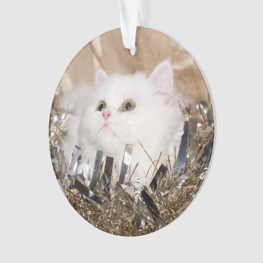 Witte Perzische kattekerst Ornament (voorkant)