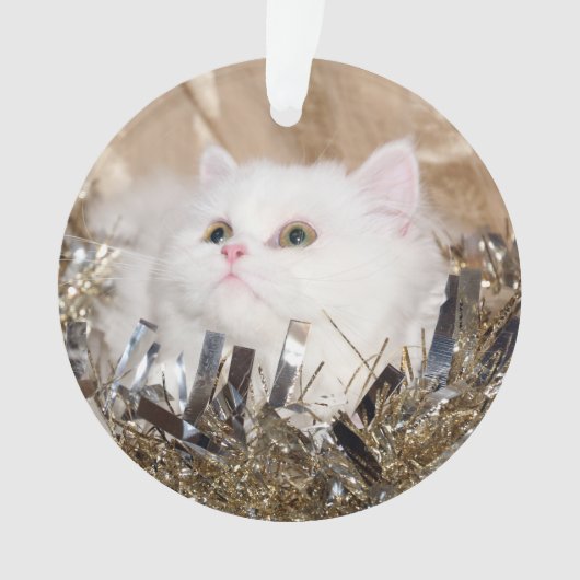 Witte Perzische kattekerst Ornament (voorkant)