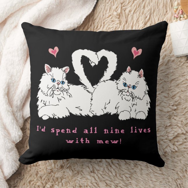 Witte Perzische katten met harten Sierkussen (Deken)