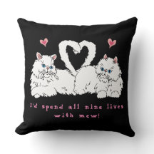 Witte Perzische katten met harten Sierkussen