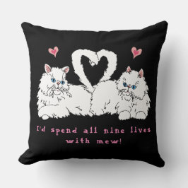Witte Perzische katten met harten Sierkussen