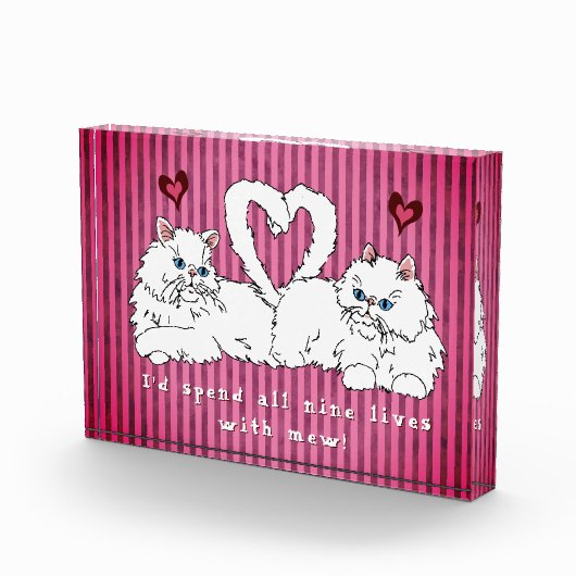 Witte Perzische katten met harten Valentijns Fotoblokken (Rechts)