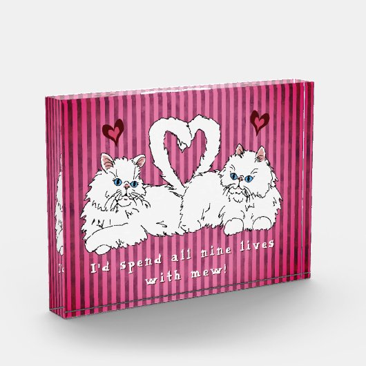 Witte Perzische katten met harten Valentijns Fotoblokken (Links)