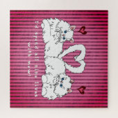 Witte Perzische katten met harten Valentijns Legpuzzel (Horizontaal)