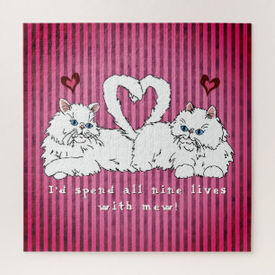 Witte Perzische katten met harten Valentijns Legpuzzel