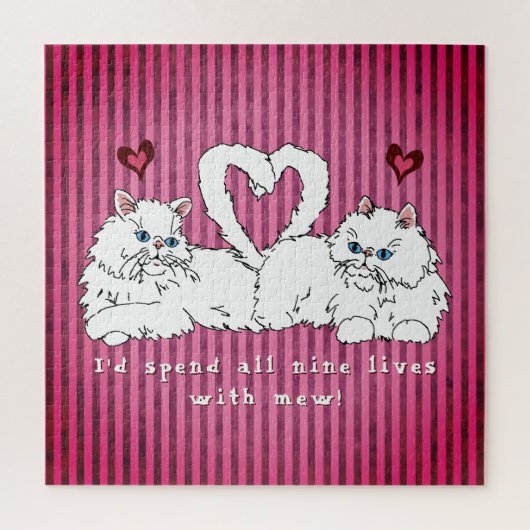 Witte Perzische katten met harten Valentijns Legpuzzel (Verticaal)