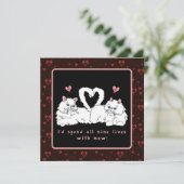 Witte Perzische katten met harten Valentijnsdag Feestdagenkaart (Staand voorkant)