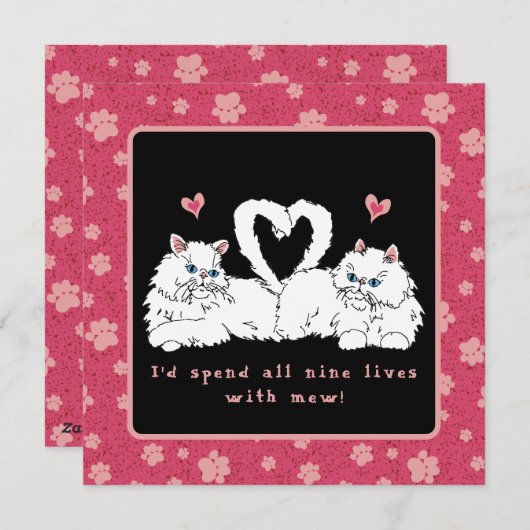 Witte Perzische katten met harten Valentijnsdag  Feestdagenkaart (Voorkant / Achterkant)