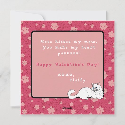 Witte Perzische katten met harten Valentijnsdag  Feestdagenkaart (Achterkant)