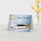 Witte Perzische kattenjongen Kaart (Gele Bloem)