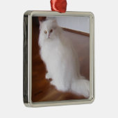 Witte perzische kattenversiering metalen ornament (Rechts)
