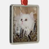 Witte Perzische Kerstmis Metalen Ornament (Rechts)