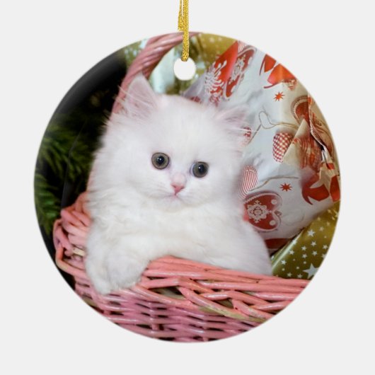 Witte Perzische Keuten Kerstmis Keramisch Ornament (Achterkant)