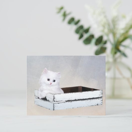 Witte Perzische kitten Briefkaart (Staand voorkant)