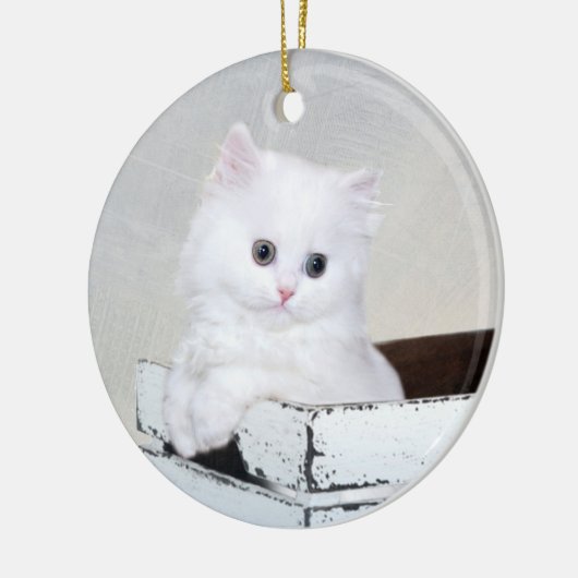 Witte Perzische kitten Keramisch Ornament (Links)