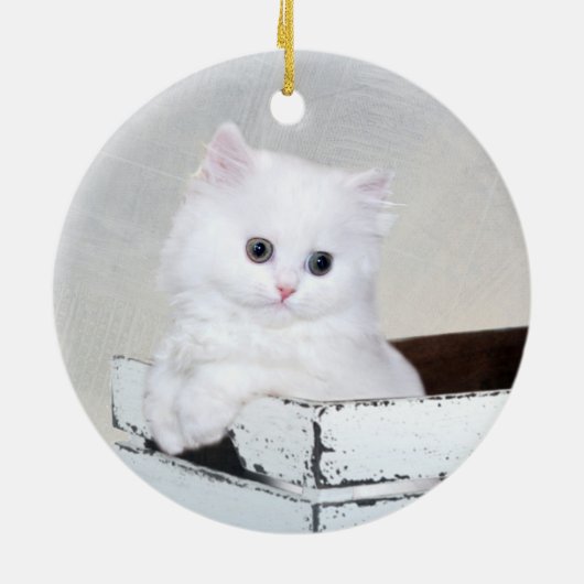 Witte Perzische kitten Keramisch Ornament (Achterkant)