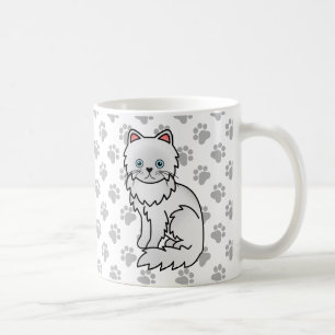 Witte Perzische Mopshond Cute Cartoonkatillustrati Koffiemok
