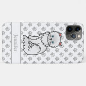 Witte Perzische Mopshond Tekenfilmkat & Naam Case-Mate iPhone Case (Achterkant (horizontaal))