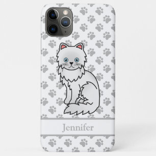 Witte Perzische Mopshond Tekenfilmkat & Naam Case-Mate iPhone Case