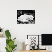 Witte Perzische Slaande Kat Poster (Thuiskantoor)