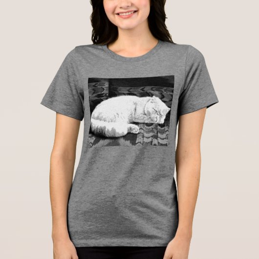 Witte Perzische Slaapkat Tri-Blend Shirt (Voorkant)