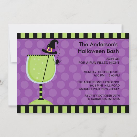Witte Pet Cocktail Halloween Party Invitation Kaart (Voorkant)