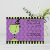 Witte Pet Cocktail Halloween Party Invitation Kaart (Staand voorkant)