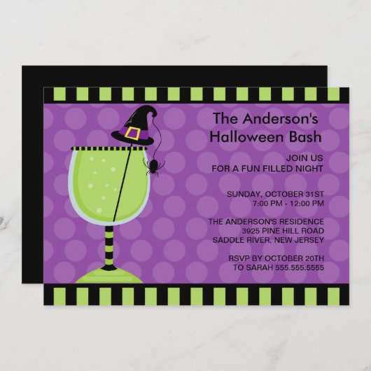 Witte Pet Cocktail Halloween Party Invitation Kaart (Voorkant / Achterkant)