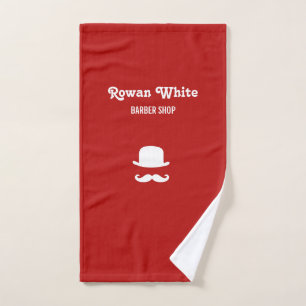Witte pet en snor-silhouet rood handdoek