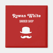 Witte pet en snor-silhouet rood magneet (Voorkant)