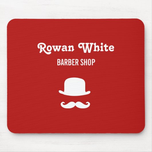 Witte pet en snor-silhouet rood muismat (Voorkant)