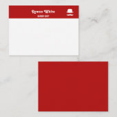 Witte pet en snor-silhouet rood notitiekaartje (Voorkant / Achterkant)