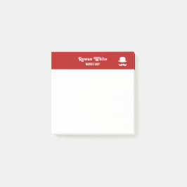 Witte pet en snor-silhouet rood post-it® notes