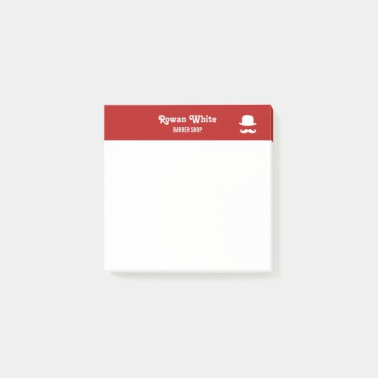 Witte pet en snor-silhouet rood post-it® notes (Voorkant)