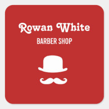 Witte pet en snor-silhouet rood