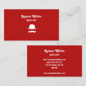 Witte pet en snor-silhouet rood visitekaartje (Voorkant / Achterkant)