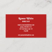 Witte pet en snor-silhouet rood visitekaartje (Achterkant)