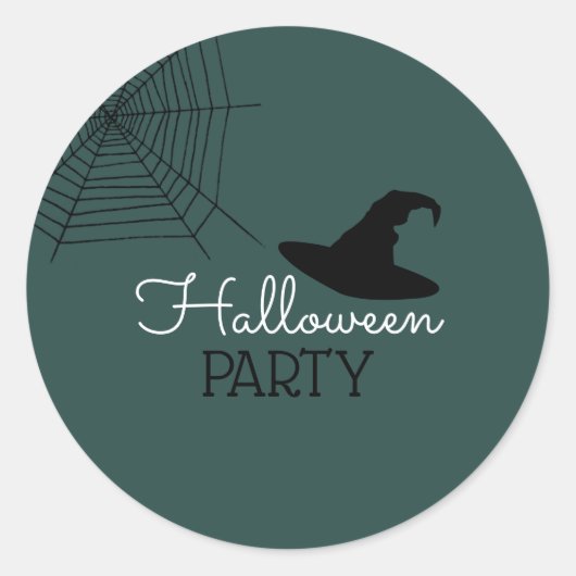 Witte Pet & Web, Halloween Party Ronde Sticker (Voorkant)