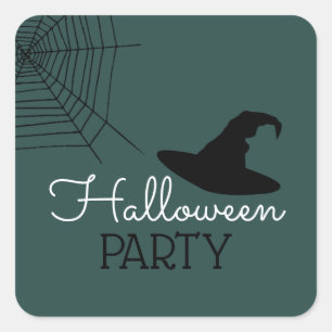 Witte Pet & Web, Halloween Party Vierkante Sticker