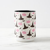 Witte Petten Pompoenen en katten Tweekleurige Koffiemok (Center)