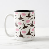 Witte Petten Pompoenen en katten Tweekleurige Koffiemok (Links)