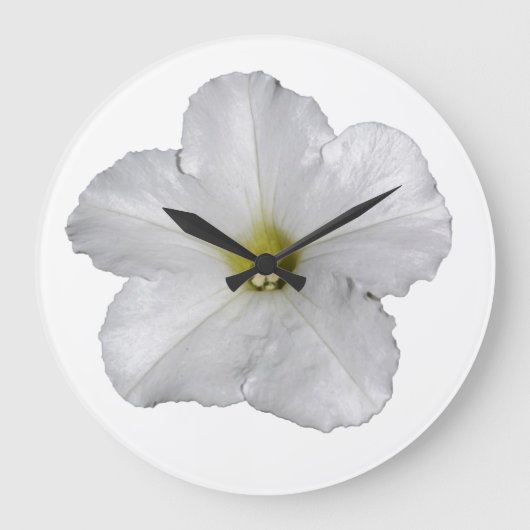 Witte Petunia Bloem Bloemrijke Kerst Decoratie Cut Grote Klok (Voorkant)