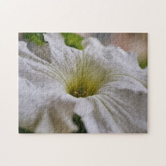 Witte Petunia Bloem Macro Close-up Puzzel (Horizontaal)