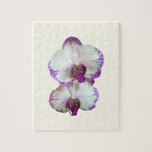 Witte Phalaenopsis-orchideeën met paarse randen Legpuzzel