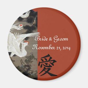 Witte Phoenix Huwelijkssticker Kanji Voor Liefde Magneet