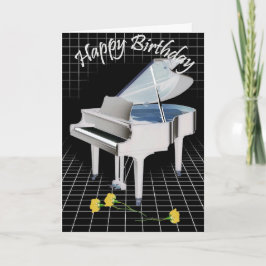 Witte piano en Rozen Feestdagen Kaart