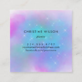 Witte piano op kleurrijke waterverf Cloud Vierkante Visitekaartje (Achterkant)