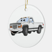 Witte pick-up truck Cartoon Keramisch Ornament (Links)